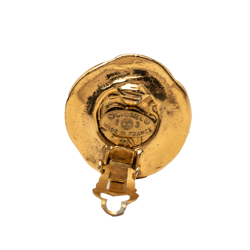 Pre-Loved Chanel CC Gold Plated Round Clip On Earrings - Picture 3 of 3